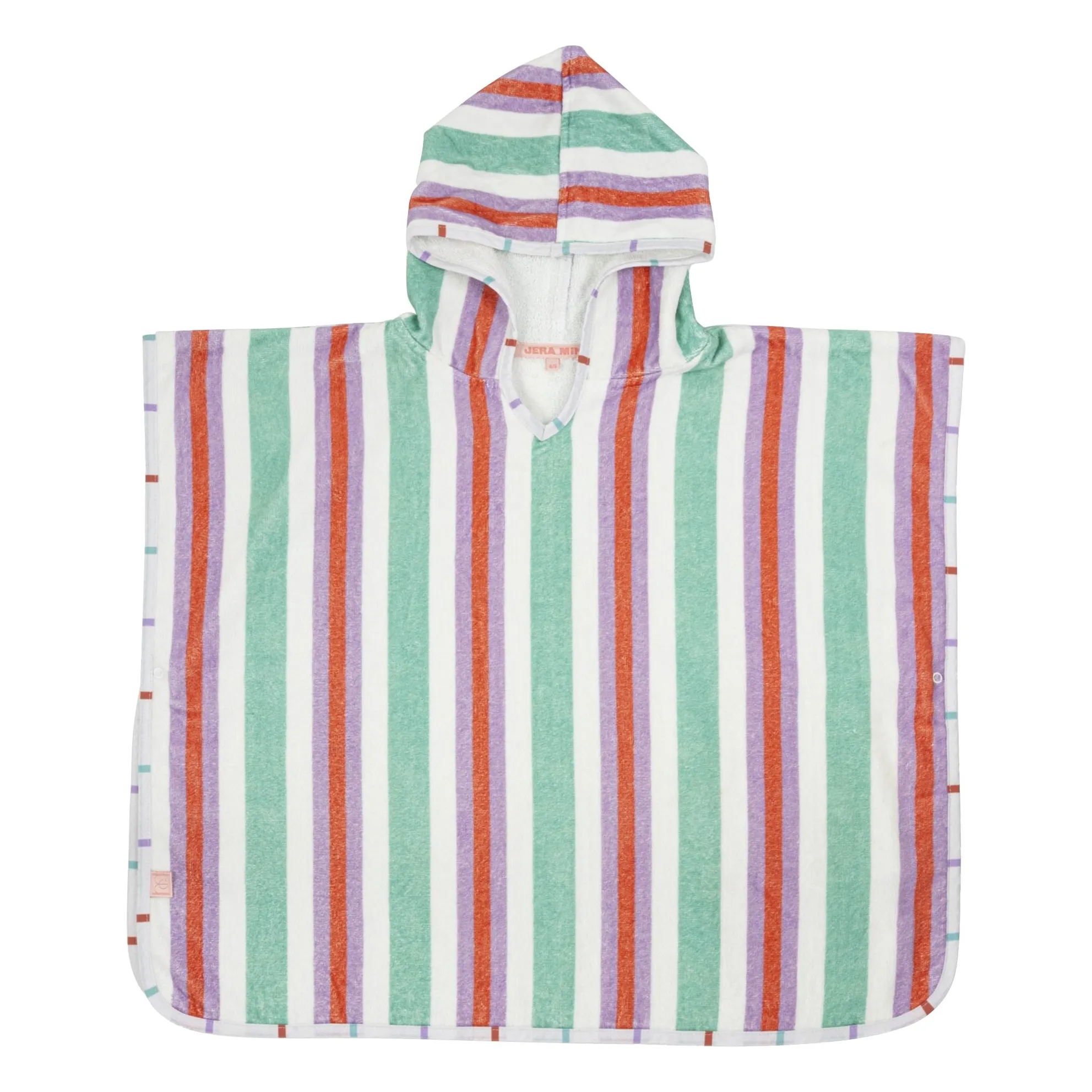 Jera Mini Green Striped Towelling Bath Poncho