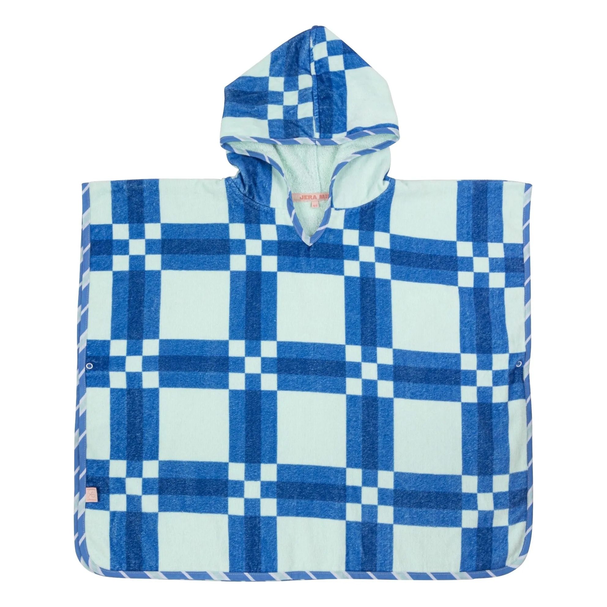 Jera Mini Blue Poncho De Bain Carreaux Eponge