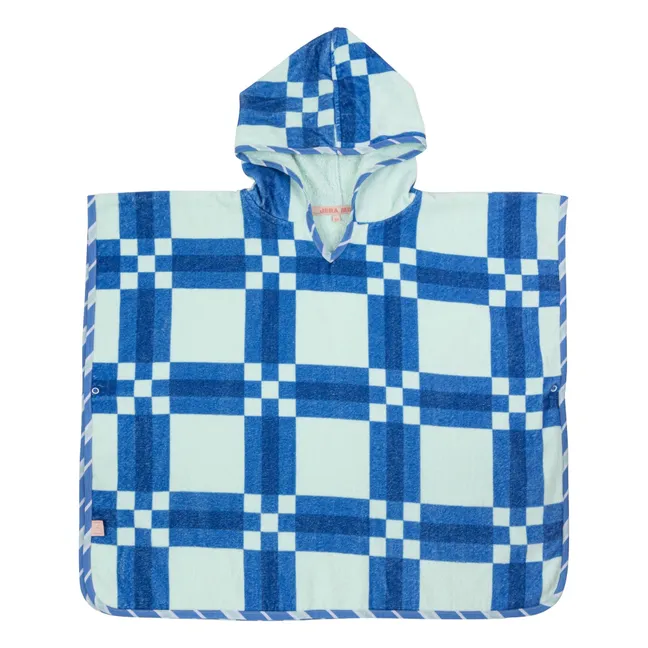 Poncho de Bain Carreaux Eponge  | Bleu