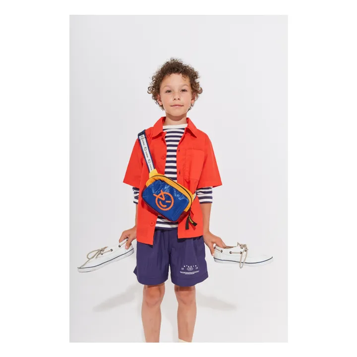 Camiseta con bolsillos a rayas Algodón orgánico | Azul Marino- Imagen del producto n°1