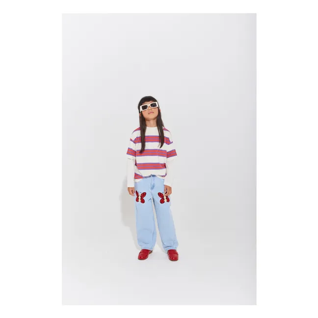 Camiseta de rayas de algodón ecológico | Violeta