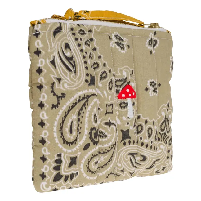 Mini Pochette Zippée Matelassé Champignon | Beige