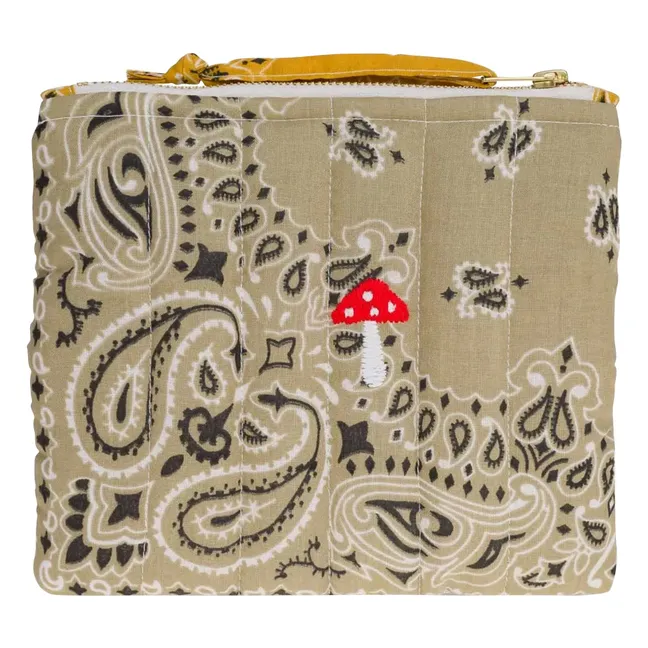 Mini Pochette Zippée Matelassé Champignon | Beige