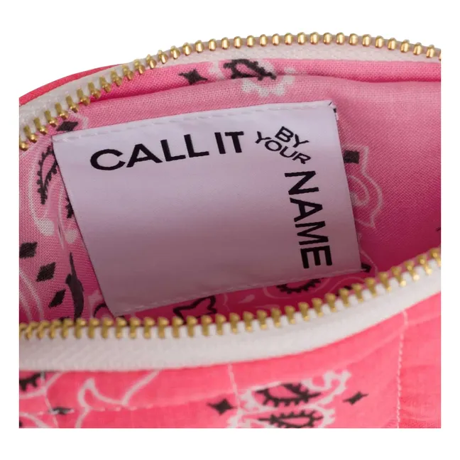 Mini bolsa acolchada con cremallera Happy Face | Rosa