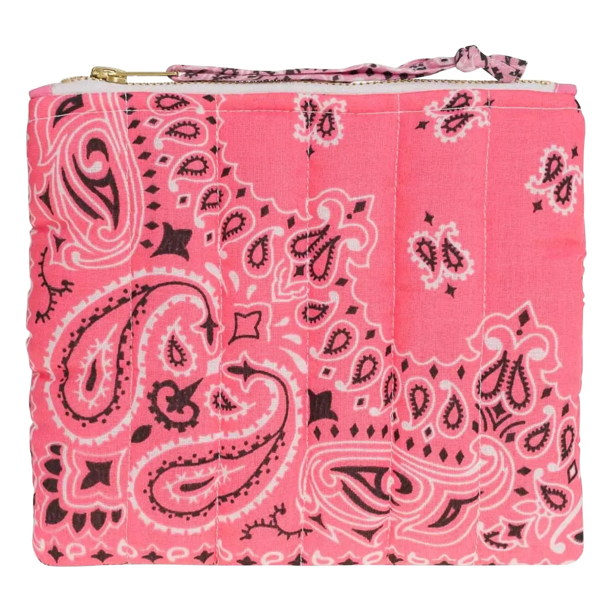 Mini Pochette Zippée Matelassé Happy Face | Rose- Image produit n°1