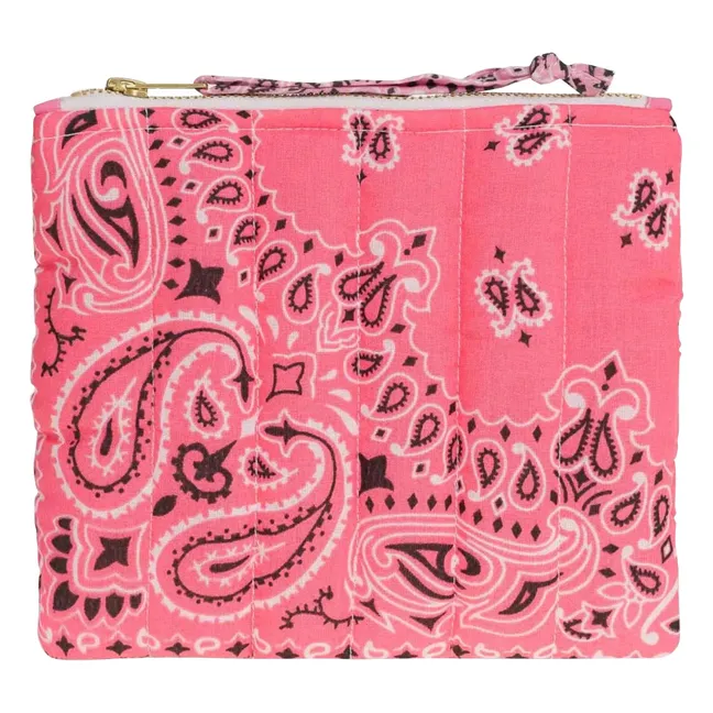 Mini bolsa acolchada con cremallera Happy Face | Rosa