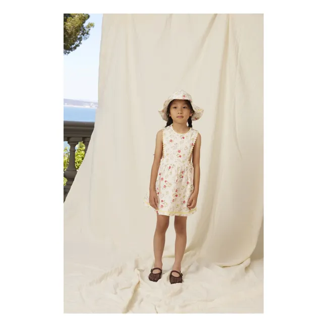 Robe Tablier Feston Annice Fleurie | Blanc