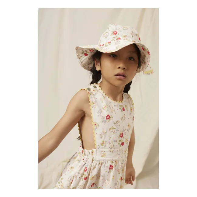 Robe Tablier Feston Annice Fleurie | Blanc