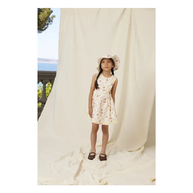 Robe Tablier Feston Annice Fleurie | Blanc