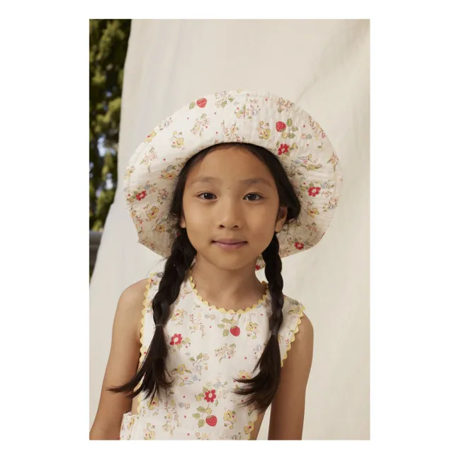 Robe Tablier Feston Annice Fleurie | Blanc