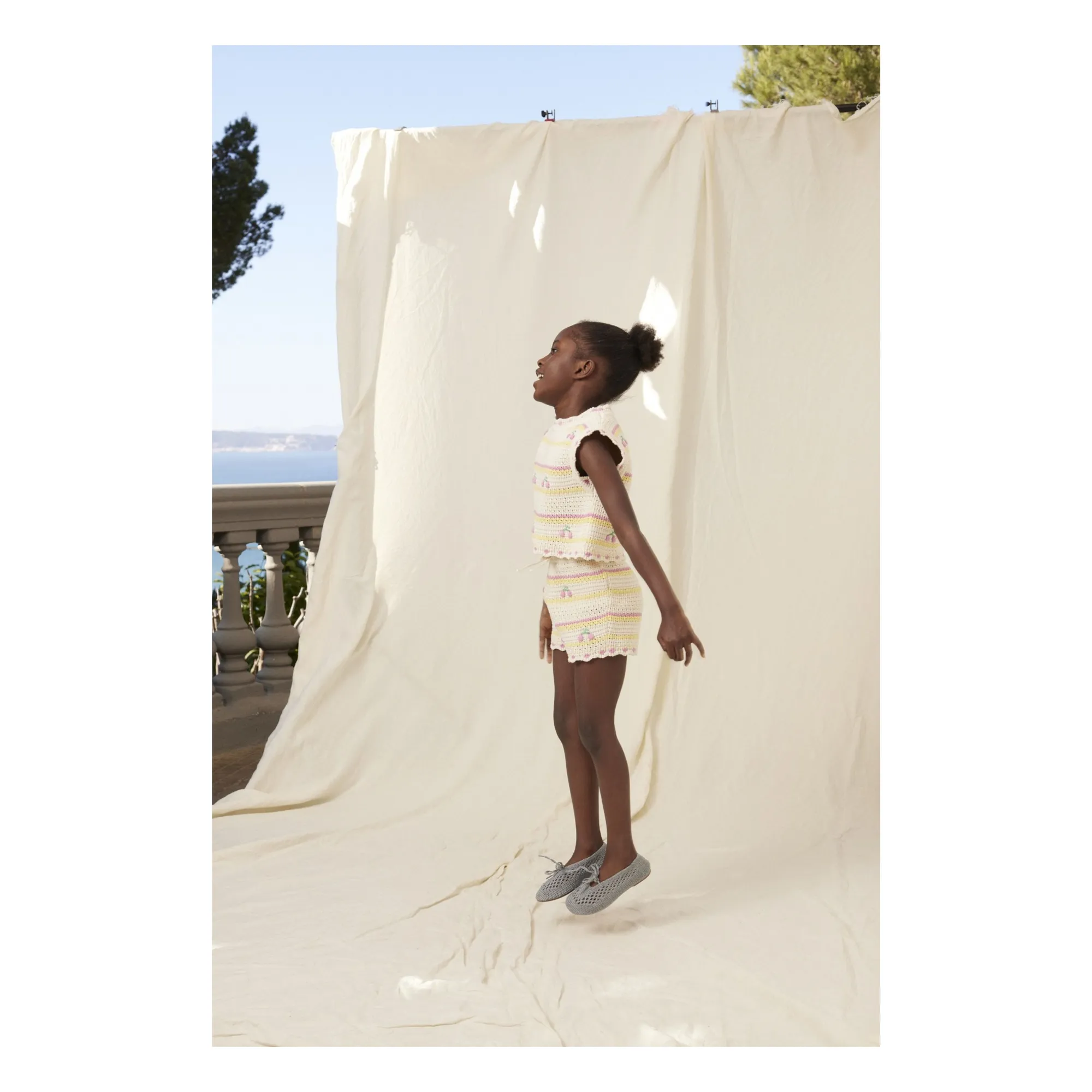 Top Crochet Paloma Cerises Coton Bio | Ecru- Image produit n°3