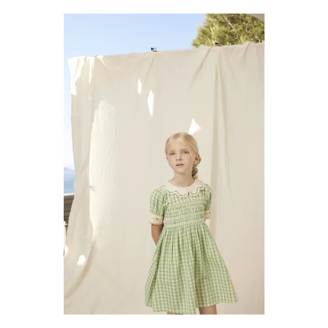 Robe Smockée Tilia Carreaux | Vert pâle