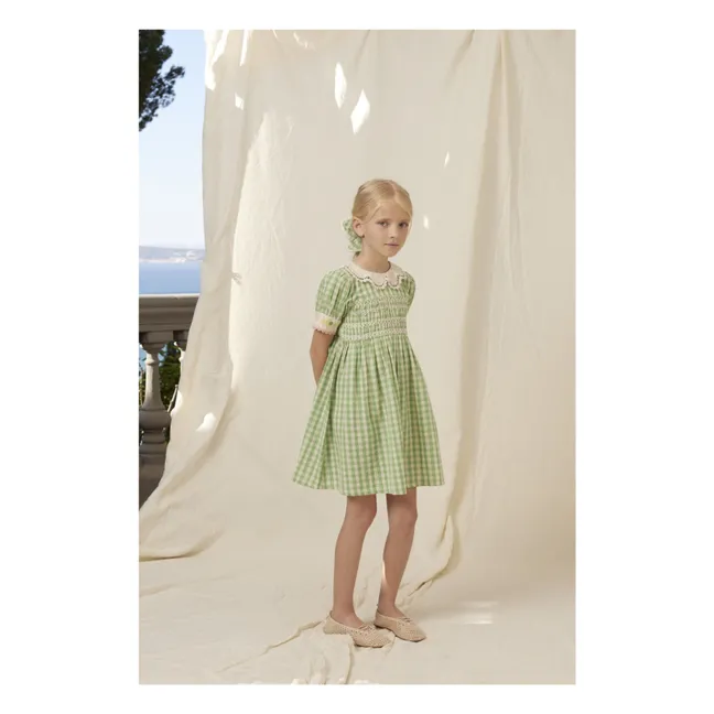 Robe Smockée Tilia Carreaux | Vert pâle