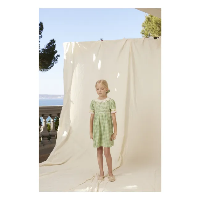 Robe Smockée Tilia Carreaux | Vert pâle