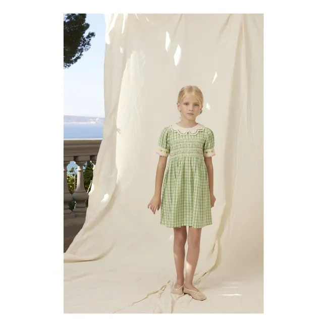 Robe Smockée Tilia Carreaux | Vert pâle