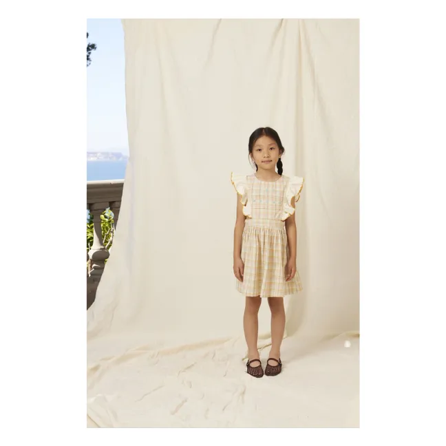 Robe Volants Giulia Carreaux Coton Bio | Ocre