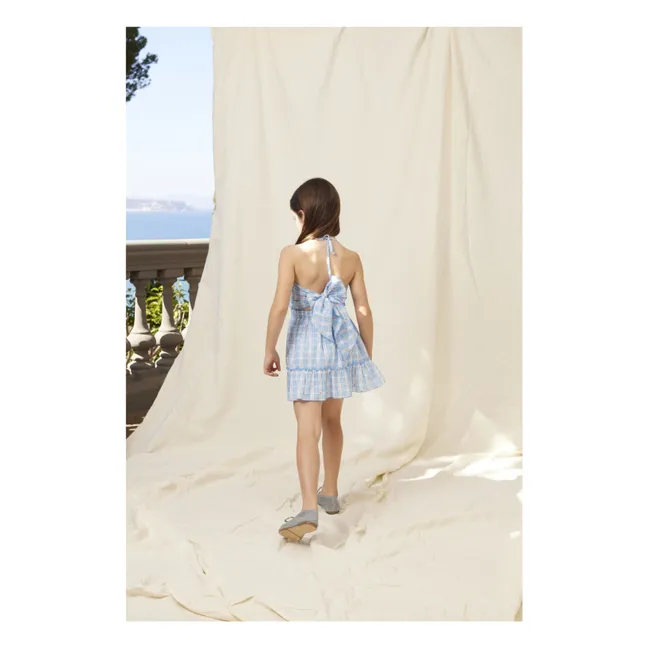 Top Nœud Ida Carreaux | Bleu ciel