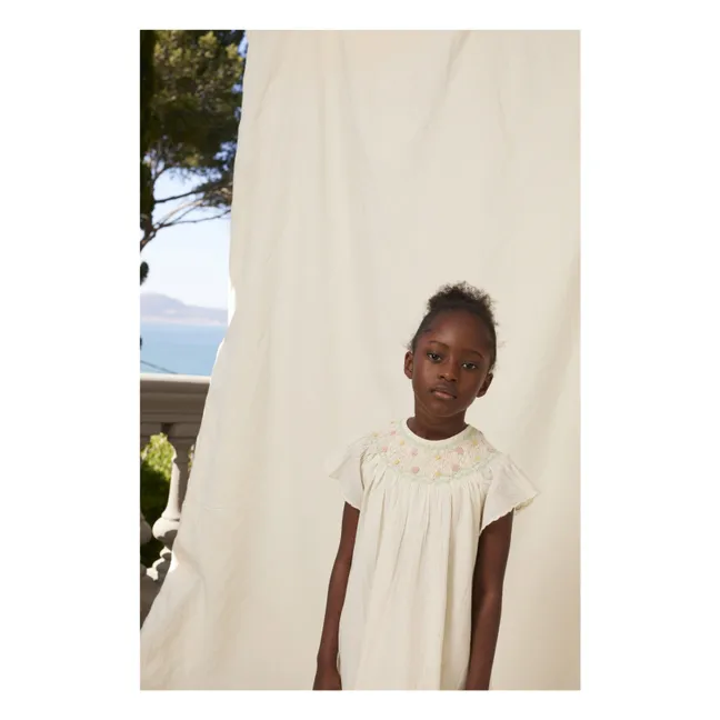 Luna Flower Smocked Dress | Ecru