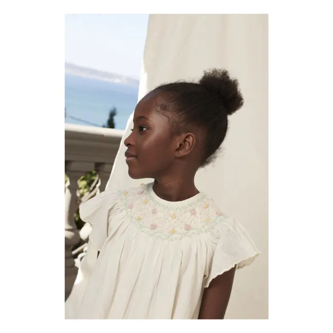 Luna Flower Smocked Dress | Ecru