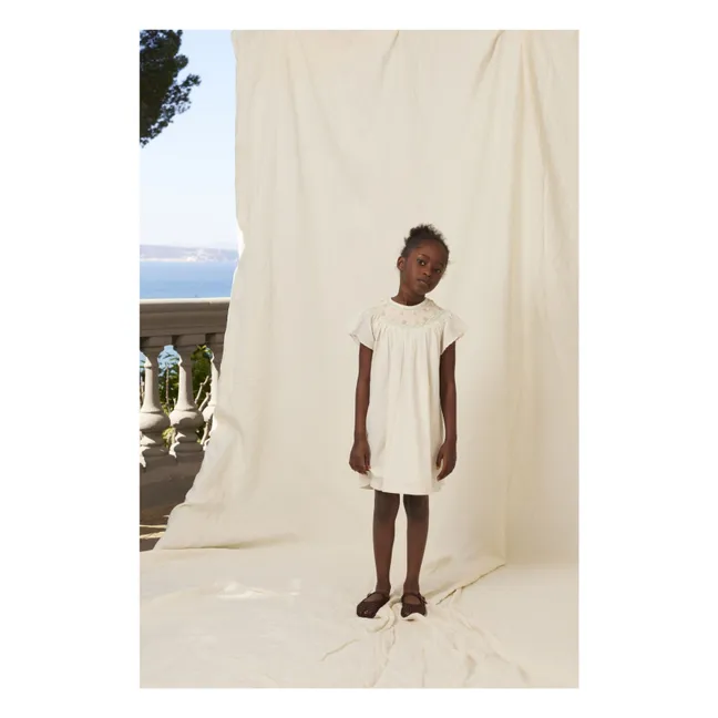 Luna Flower Smocked Dress | Ecru