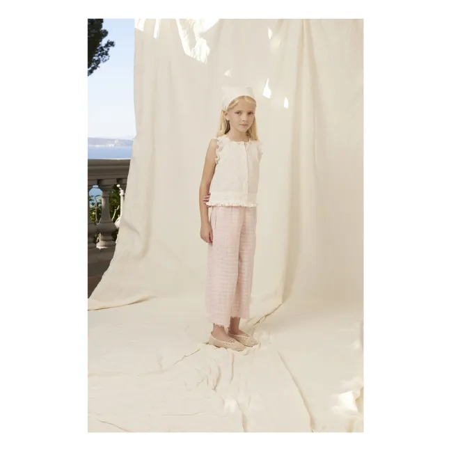 Pantalon Emma Carreaux | Rose pâle