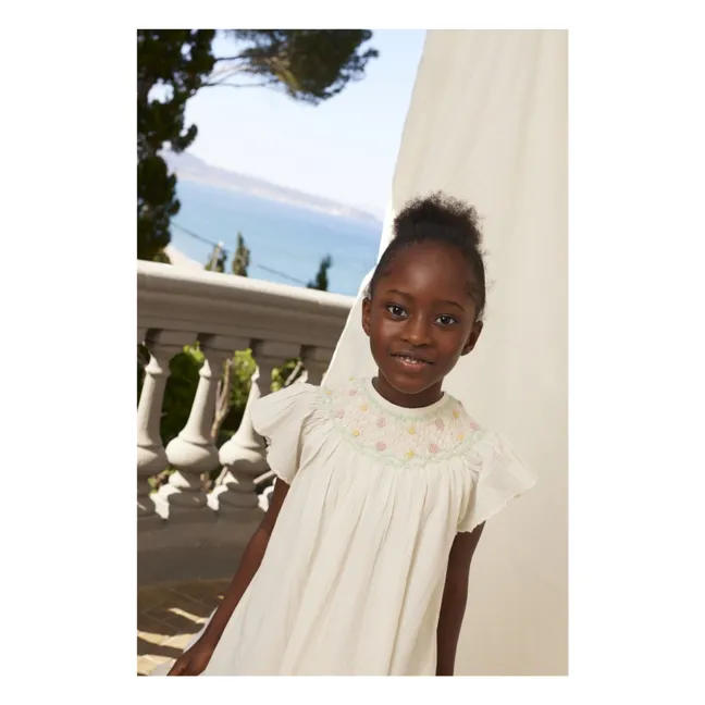 Luna Flower Smocked Dress | Ecru