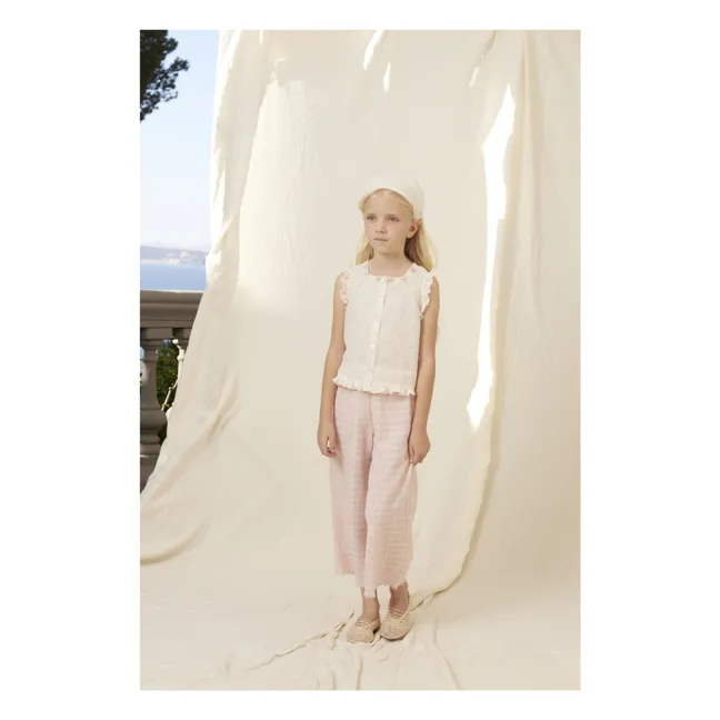 Pantalon Emma Carreaux | Rose pâle