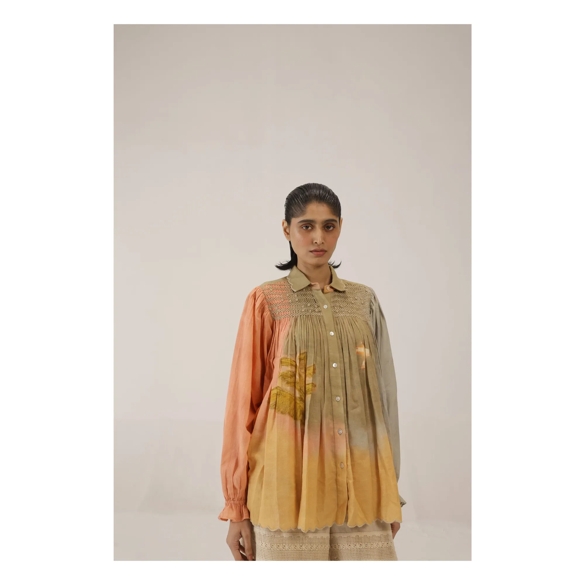 Cord Khaki Judy Cotton Silk Blouse