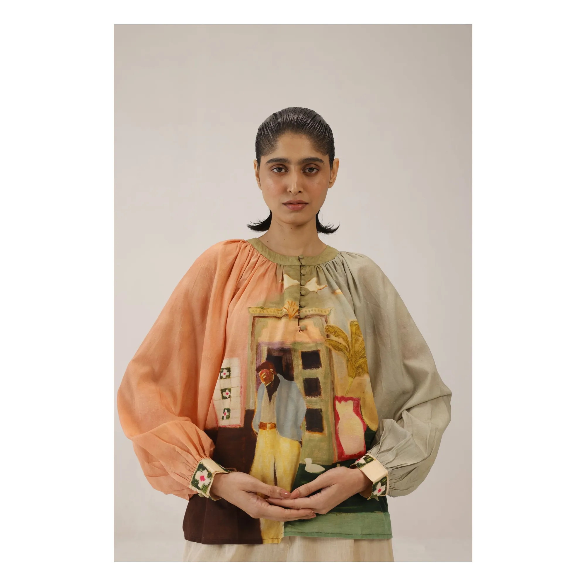 Cord Peach Lido Cotton Silk Blouse