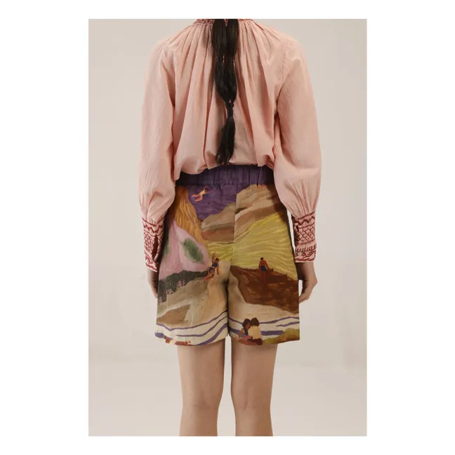 Short Wide Leg Linen | Brown