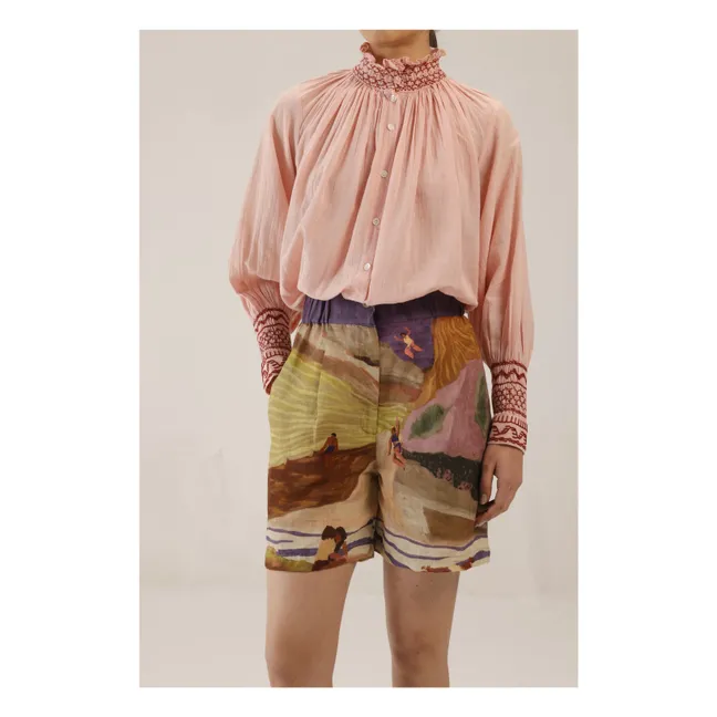 Short Wide Leg Linen | Brown