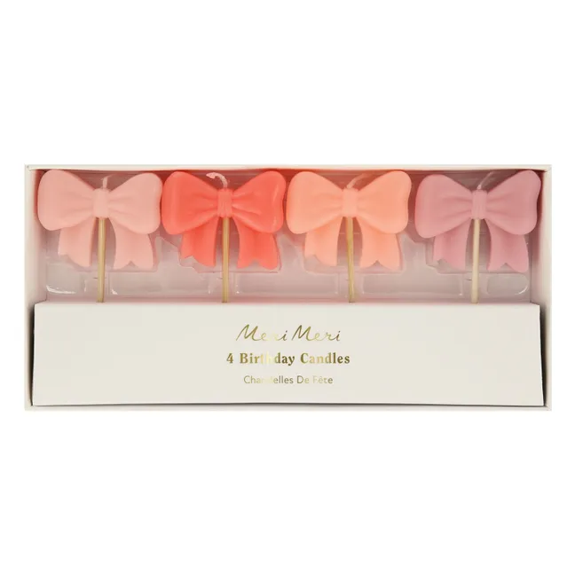Bougies d'anniversaire Nœuds - Set de 4 | Rose