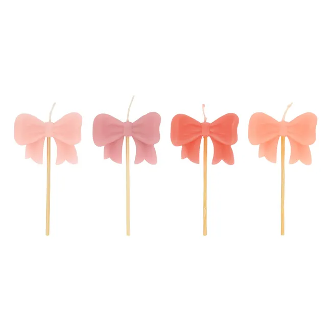 Bougies d'anniversaire Nœuds - Set de 4 | Rose