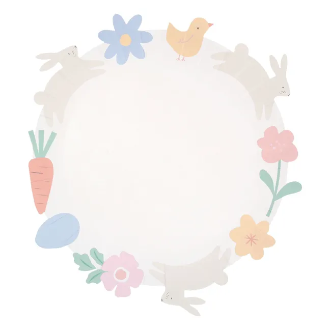 Assiettes de Pâques - Set de 8 | Ecru
