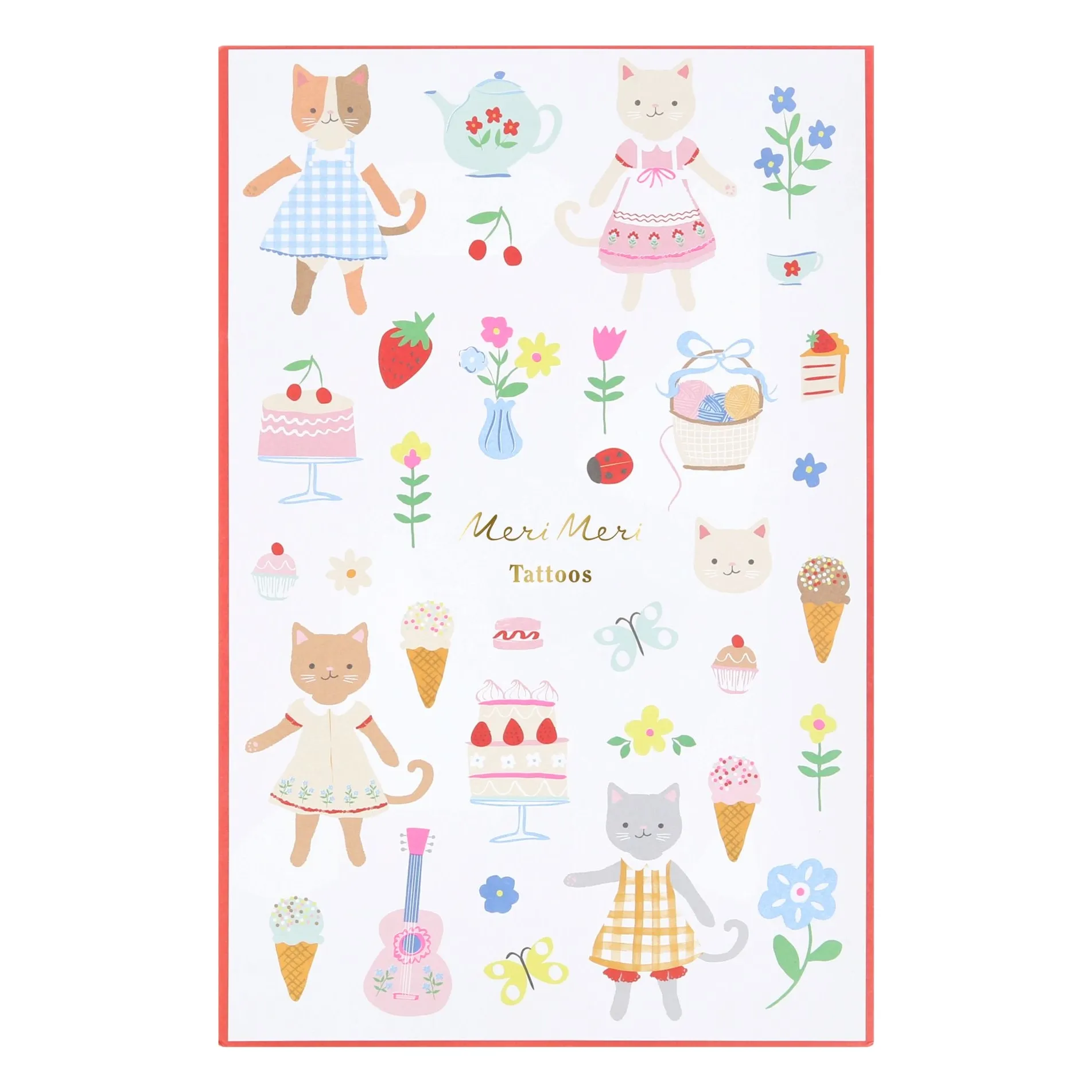 Meri Meri Multicoloured Temporary Tattoos Kitten Club