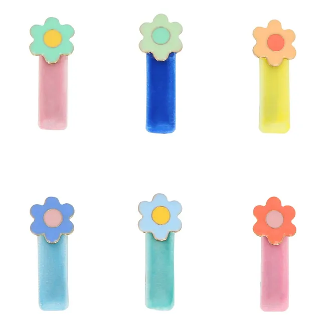 Pinces à cheveux velours Fleurs - Set de 6