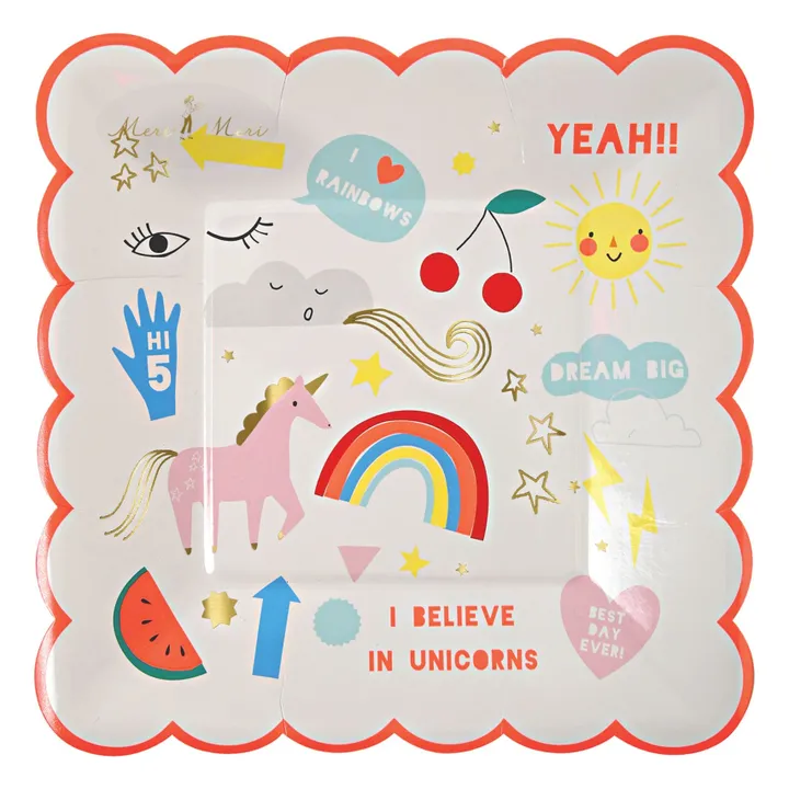 Meri Meri - Meri Meri - Petites assiettes I Believe in Unicorns - Set de 8