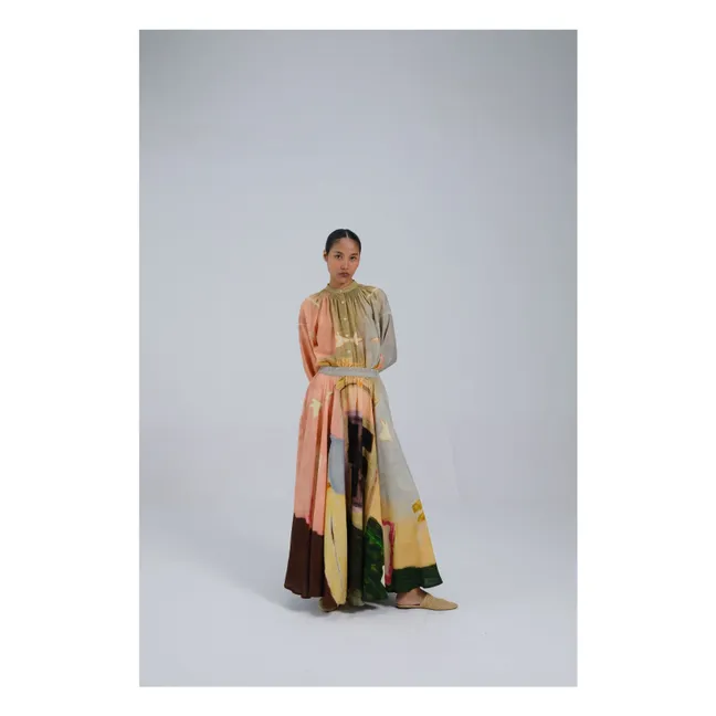 Circle Satin Cotton Skirt | Peach