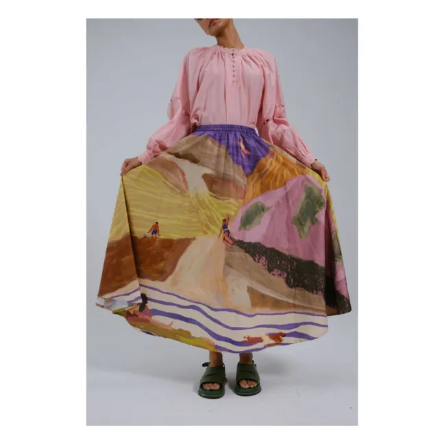Circle Satin Cotton Skirt | Brown