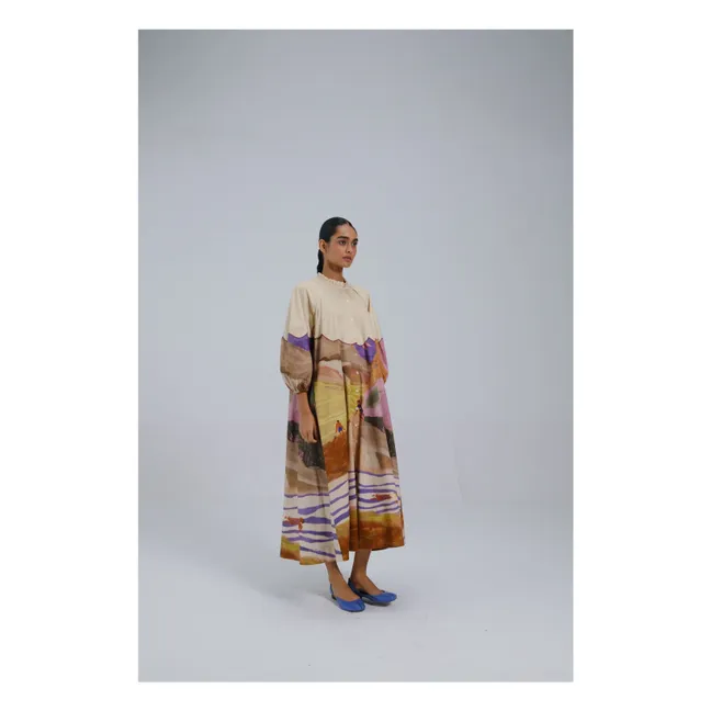 Deuce Satin Cotton Dress | Beige