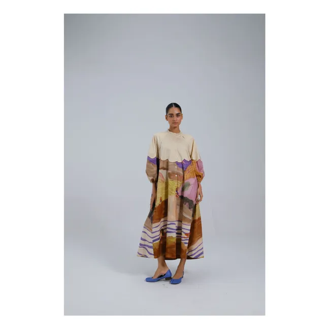 Deuce Satin Cotton Dress | Beige