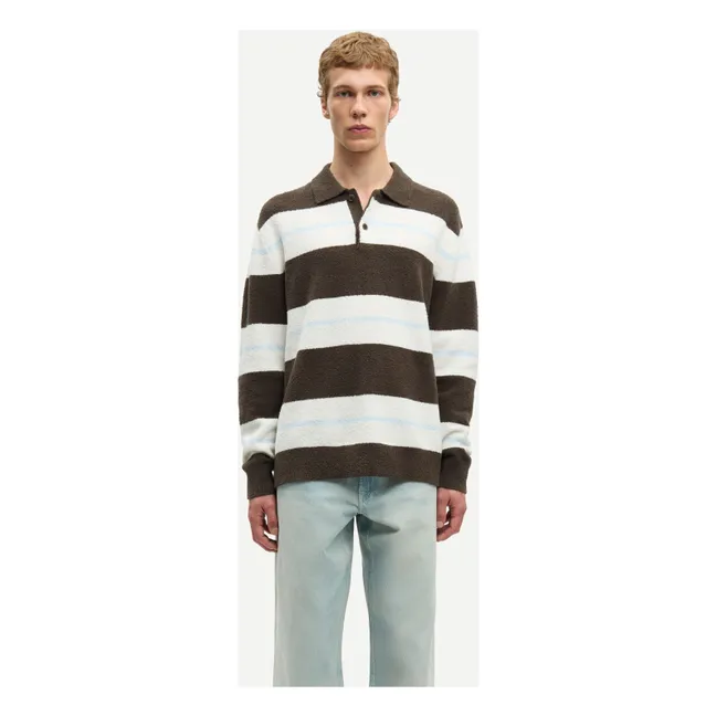 Sanino long-sleeve striped polo shirt | Khaki
