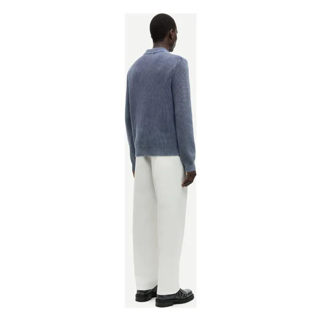 Pull Col Polo Zippé | Bleu Acier