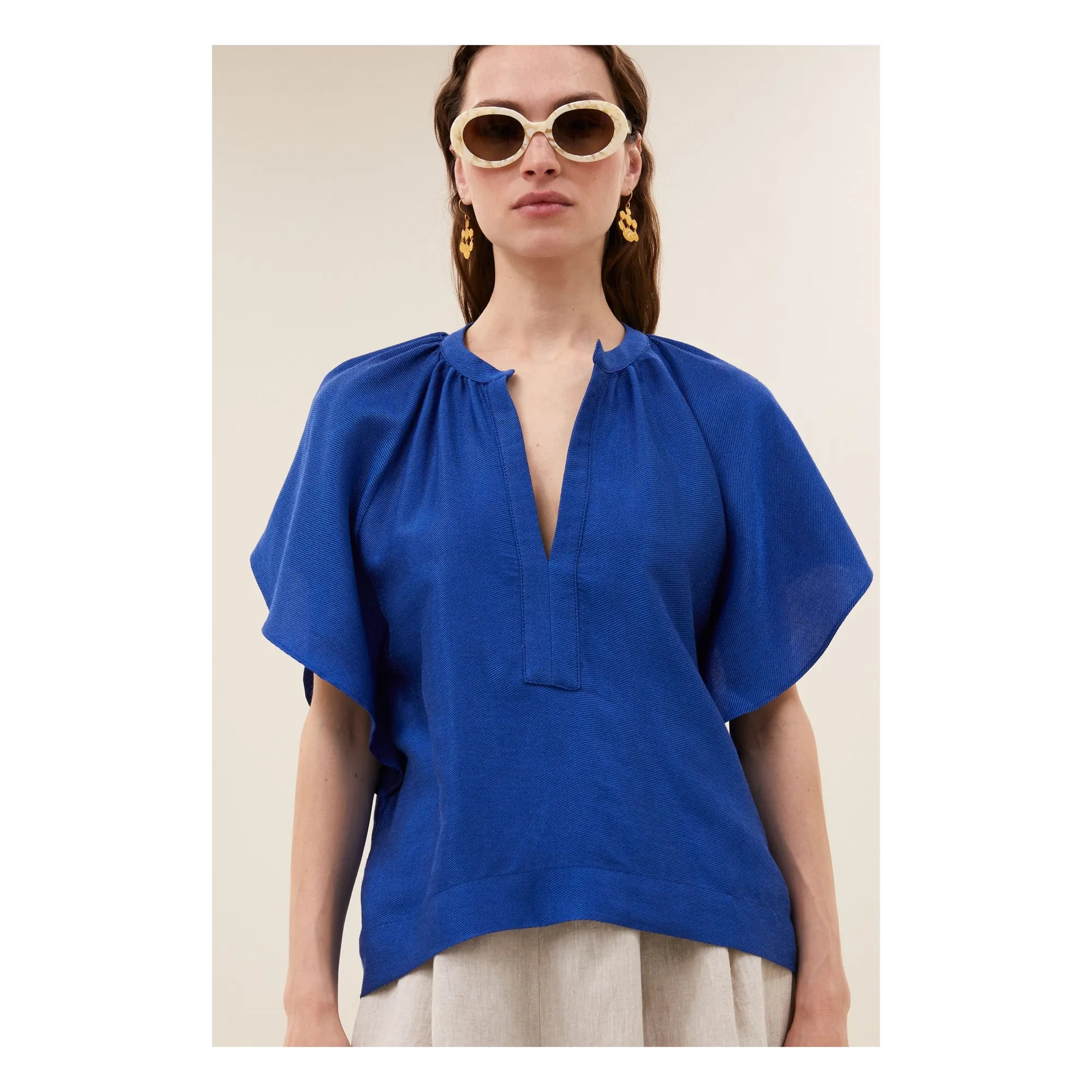 Blouse Vina Gloss | Bleu roi- Image produit n°1