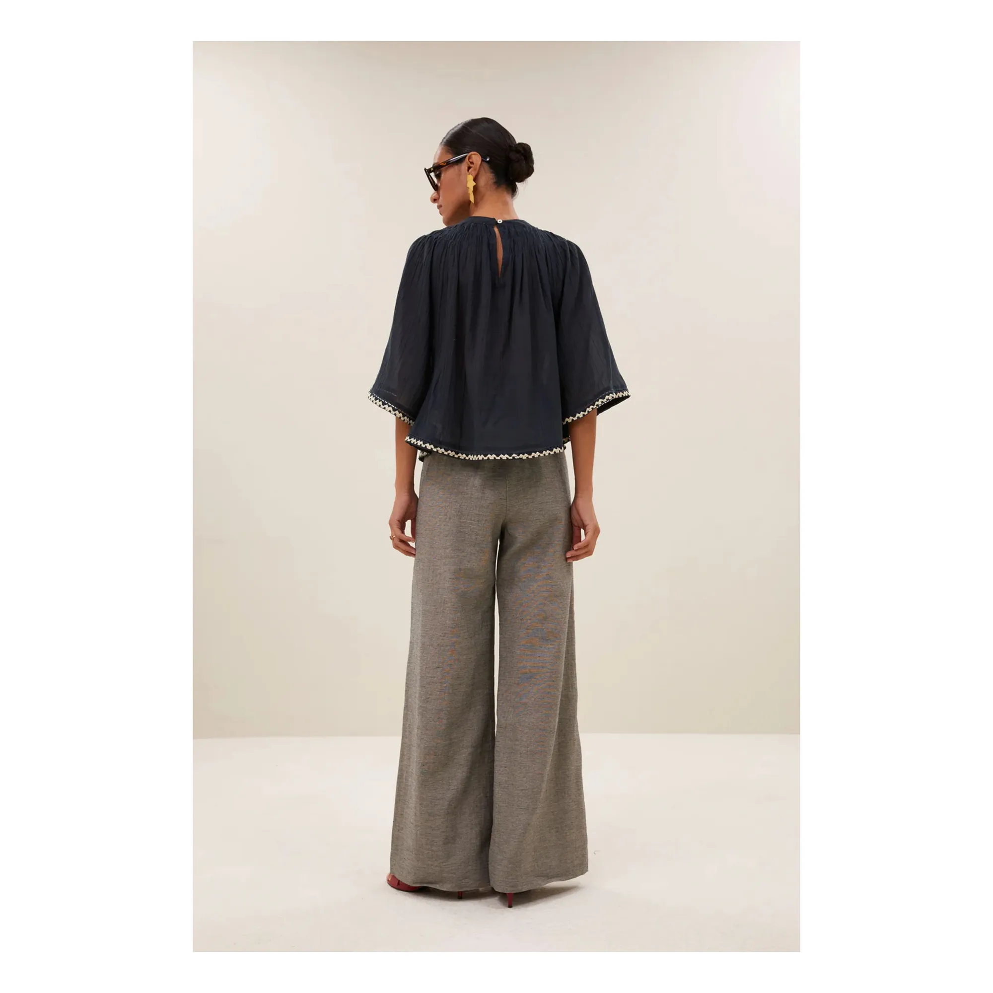 Blouse Emmi Brodée Coton Bio | Charbon- Image produit n°4