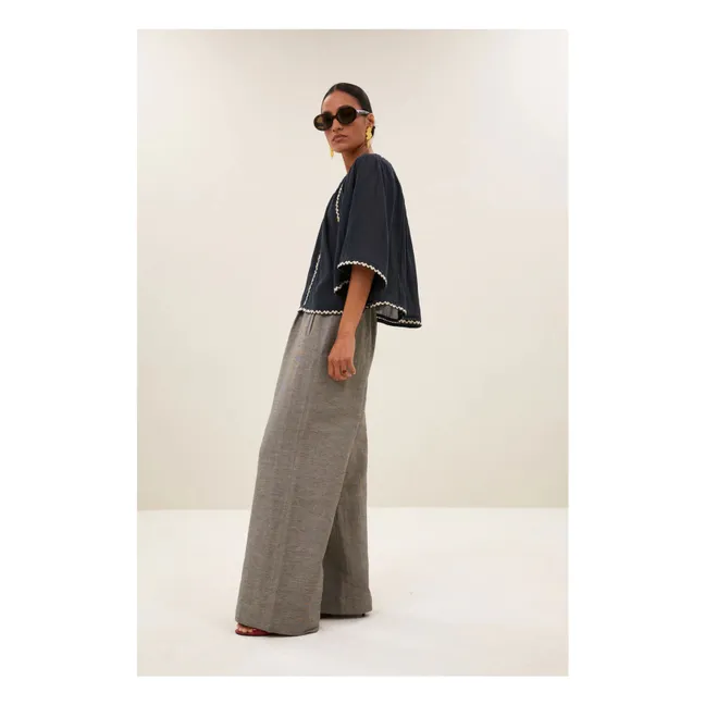 Blusa bordada de algodón orgánico Emmi | Carbón