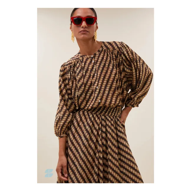 Blusa Becky de algodón orgánico | Marrón