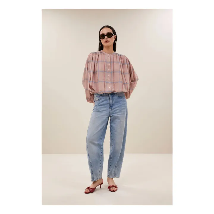 Blusa de algodón ecológico Nyka | Rosa empolvado- Imagen del producto n°2