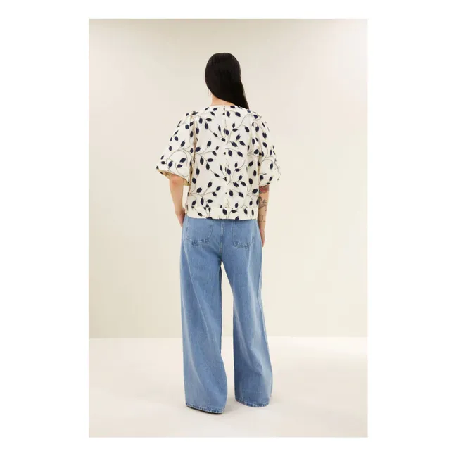 Olivia Cotton Botanical Blouse | Midnight blue