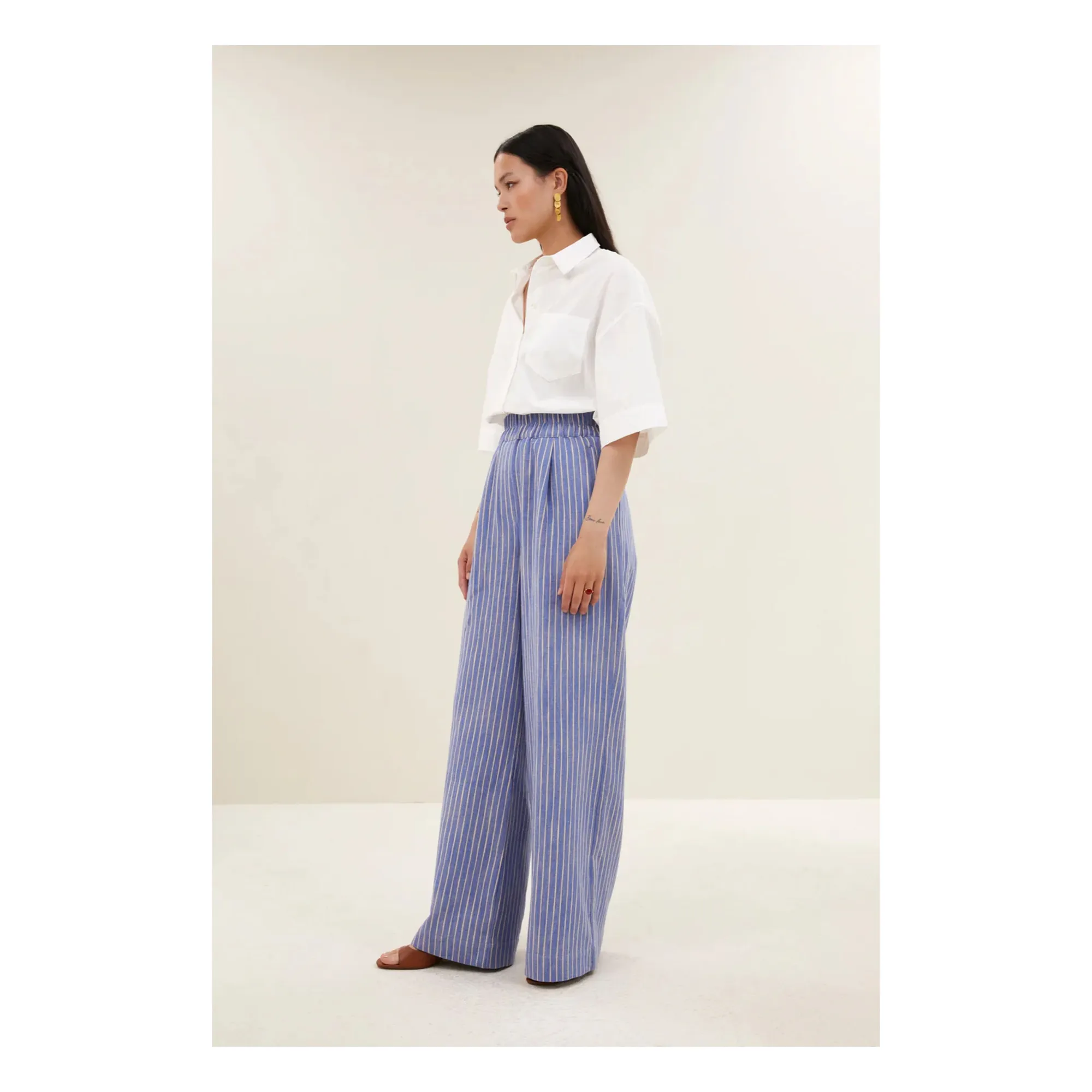 Pantalon Rayures Benji | Bleu- Image produit n°3